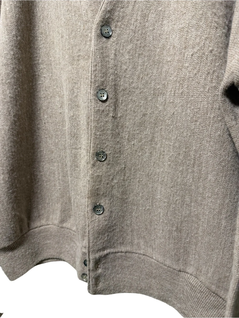Vintage 80s Izod Lacoste Cardigan Tan Blue Label Mens Size L Preppy Kurt Cobain